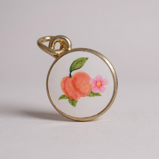 TCB Sweet and Cute Collection Round Gold Peach Charm