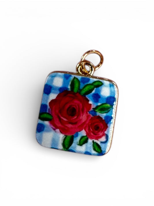 TCB Gingham Square Rose Charm Sweet and Cute Collection