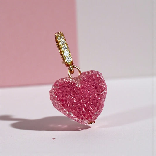 TCB Druzzy 3D Heart w Rhinestones Charm Sweet and Cute Collectiom