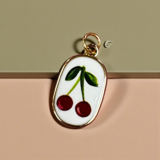 TCB Sweet and Cute Collection Oval Cherries Charm