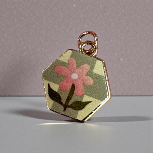 TCB Octagon Pink Flower Charm Sweet and Cute Collection