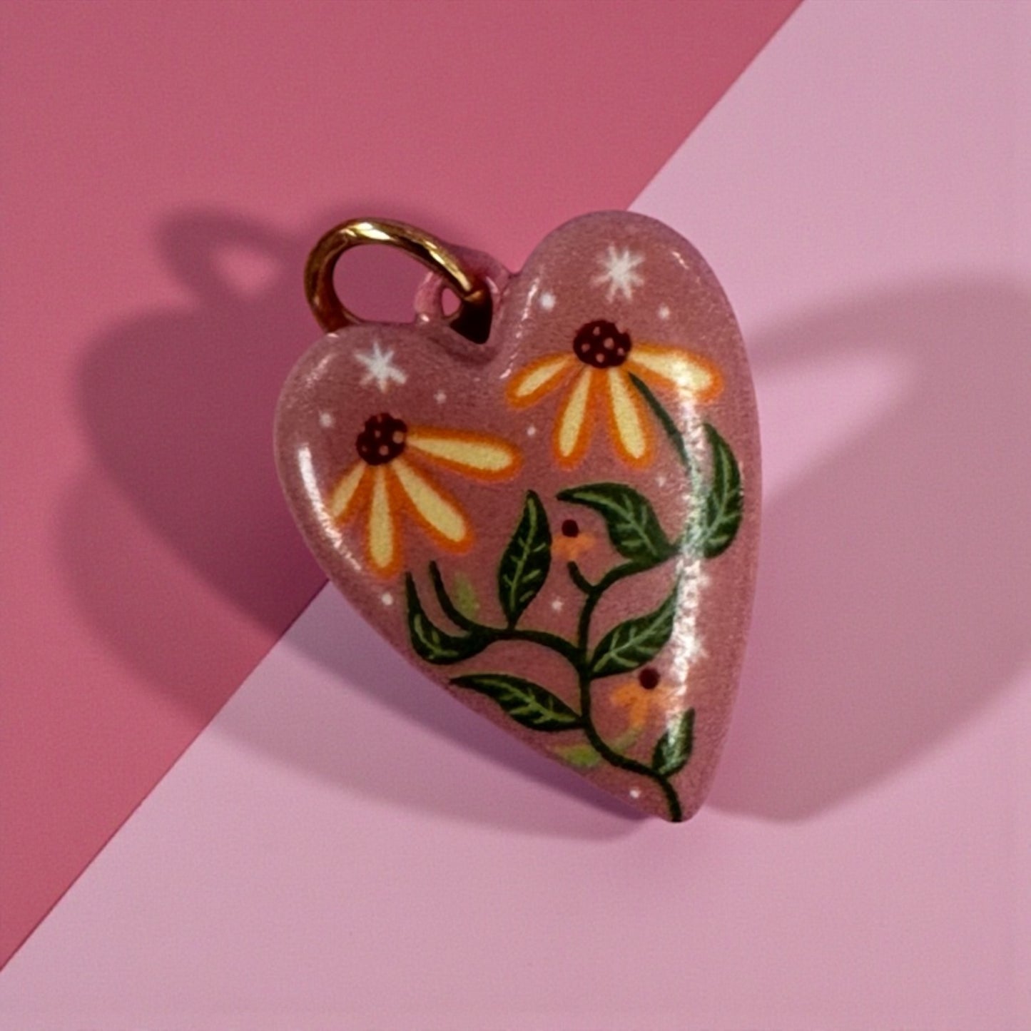 TCB Pink Heart Sunflower Charm Sweet and Cute Collection