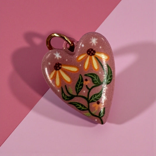 TCB Pink Heart Sunflower Charm Sweet and Cute Collection