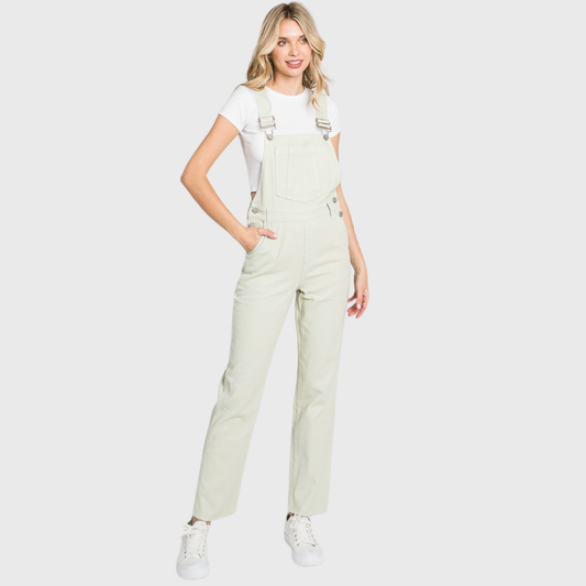 LT-OLIVE STRAIGHT LEG OVERALLS