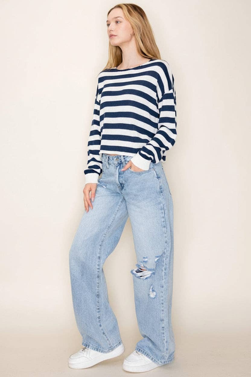 NAVY/WHITE STRIPE SWEATER