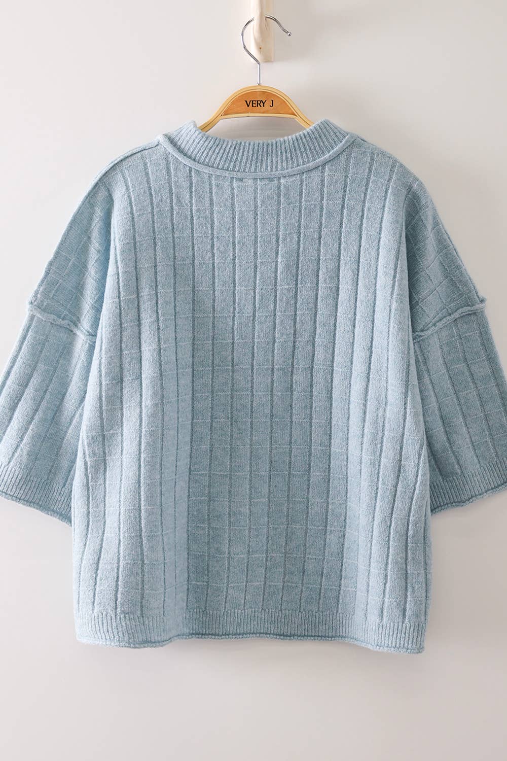 12W3734N-Cropped Length Ribbed Knit Sweater: OATMEAL / S-M-L/2-2-2