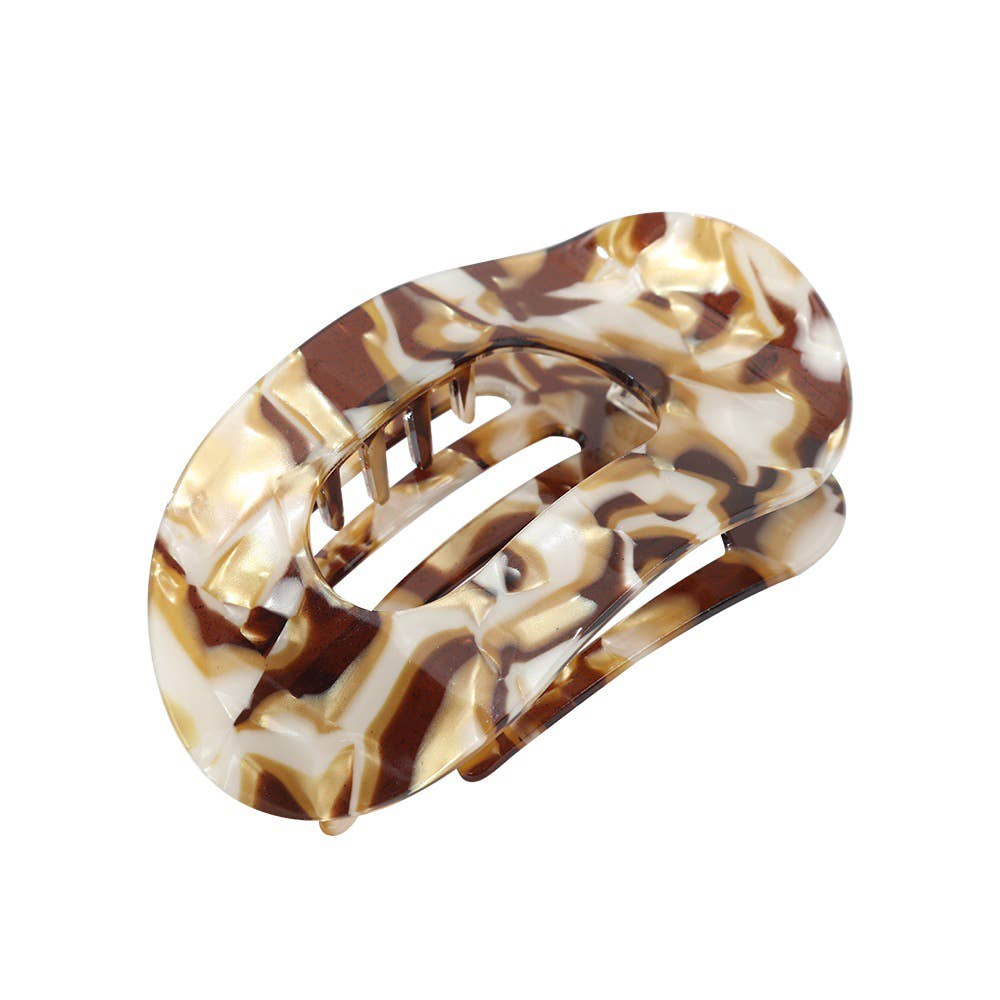 Elegant Tortoiseshell & Marble Textured Oval Hair Claw Clip