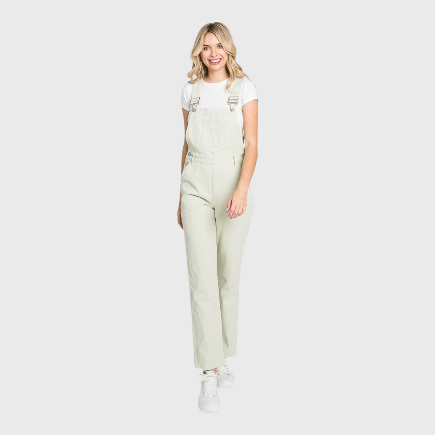 LT-OLIVE STRAIGHT LEG OVERALLS