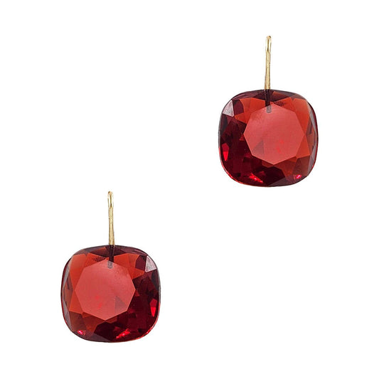 Red Crystal with Gold Drop 1" Earring