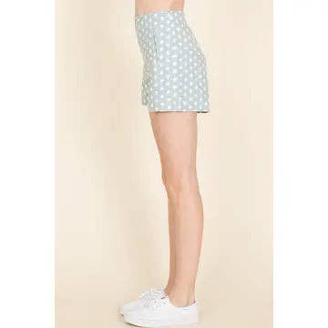 POLKA DOT PRINT LINEN LIKE SHORTS