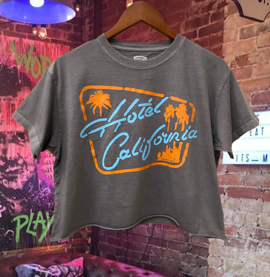 Hotel California Vintage Relaxed Crop T-shirt Charcoal