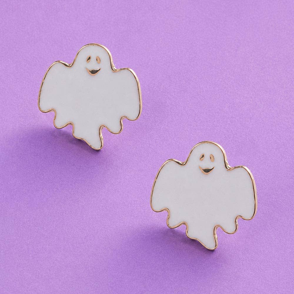 Enamel Halloween Cute Ghost Stud Earrings