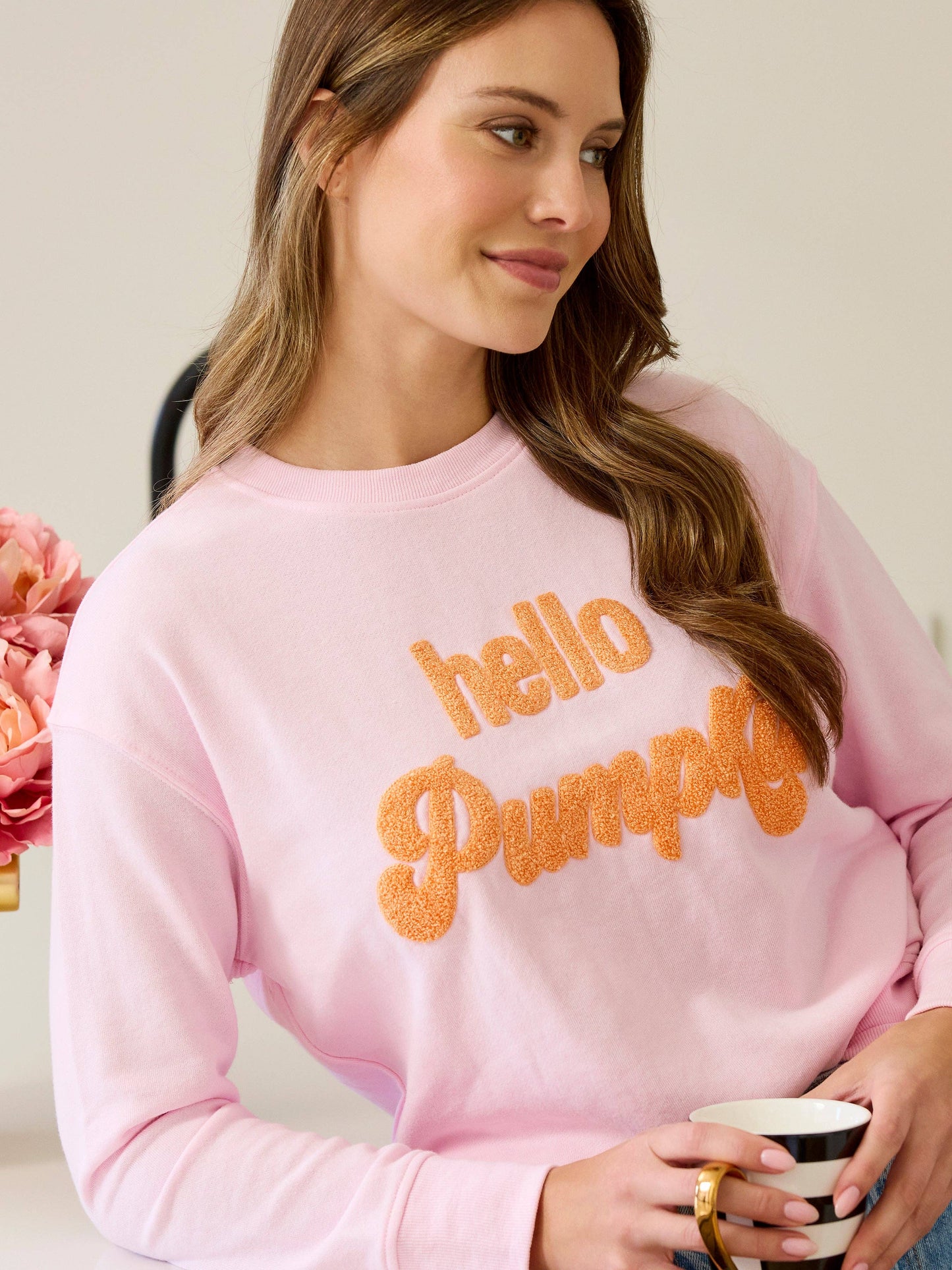 "HELLO PUMPKIN" SWEATSHIRT, BLUSH