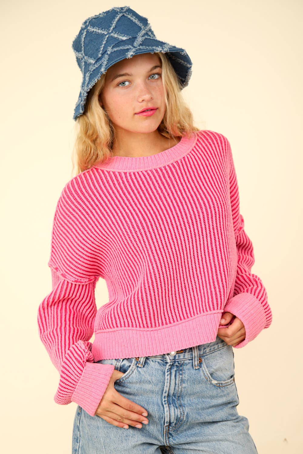 Two Tone Striped Casual Stripe Sweater