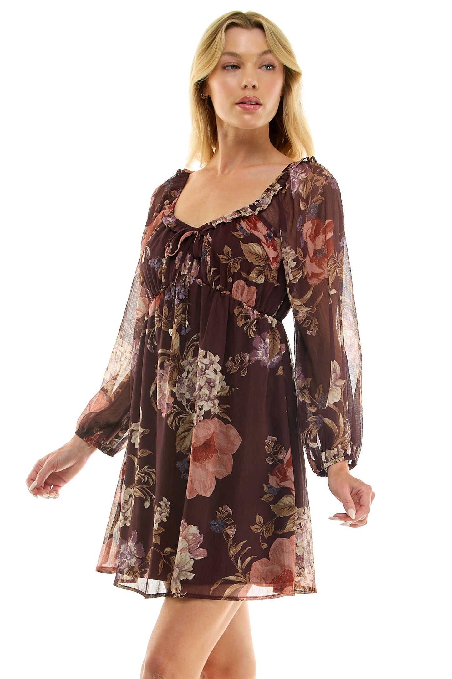 VINTAGE FLORAL EMPIRE MINI DRESS: EGMAL / S