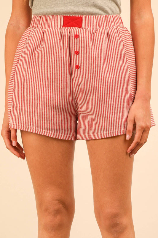 Plus Striped & Checker Boxer Shorts: RED STRIPE