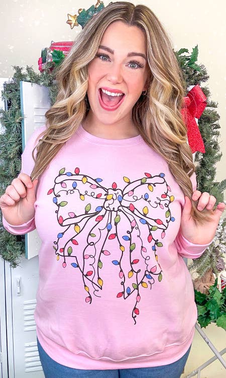 Christmas Bow with Lights Graphic Sweatshirt