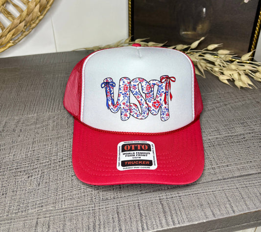 Floral USA Trucker Hat