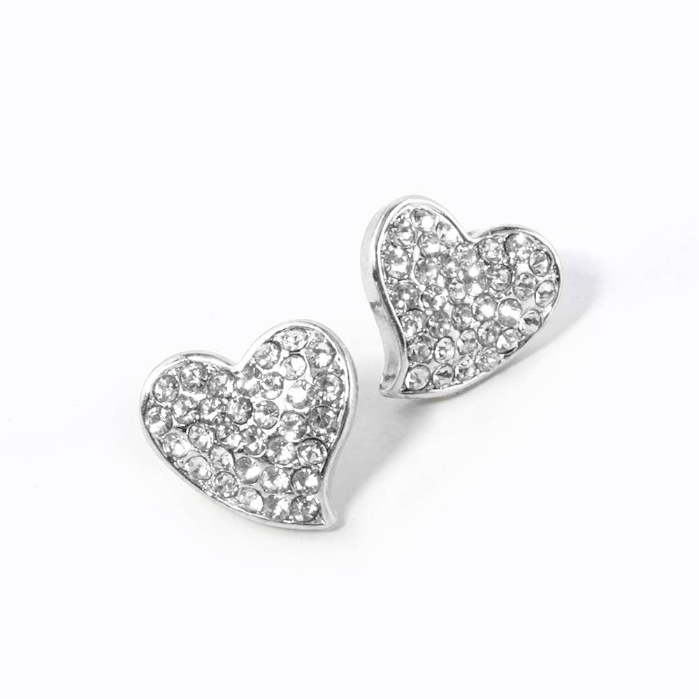 Crystal Rhinestone Pave Heart Stud