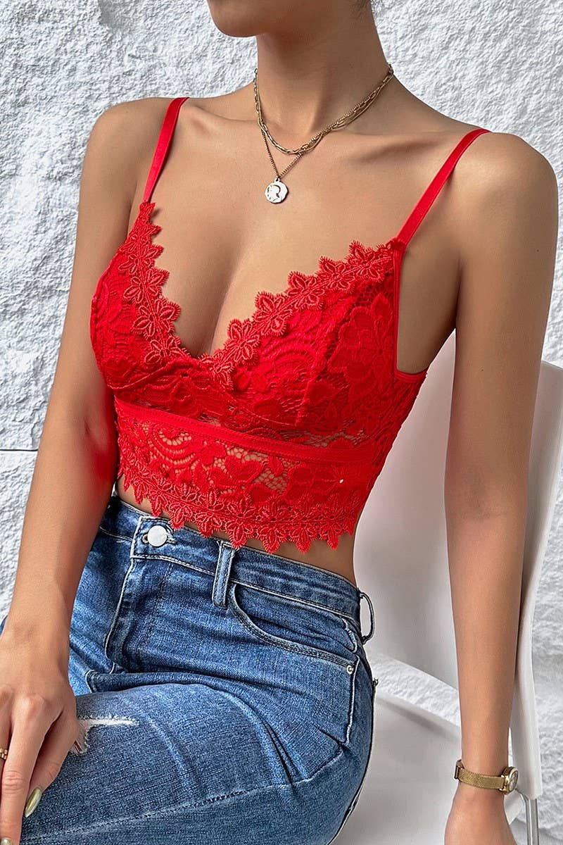 DEEP V-NECK  LACE BRALETTE