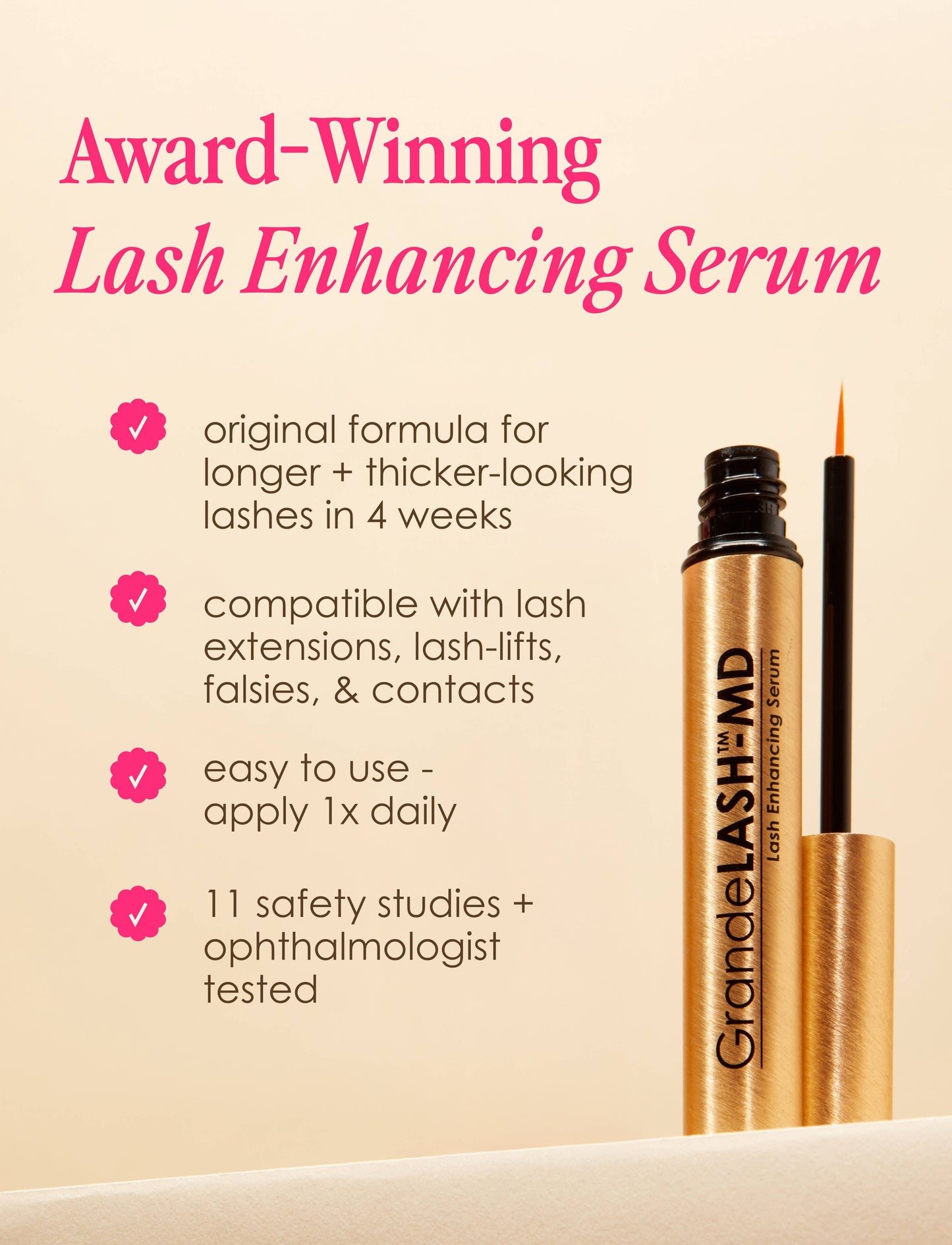 GrandeLASH-MD Lash Enhancing Serum: 2 mL (3 Month Supply)