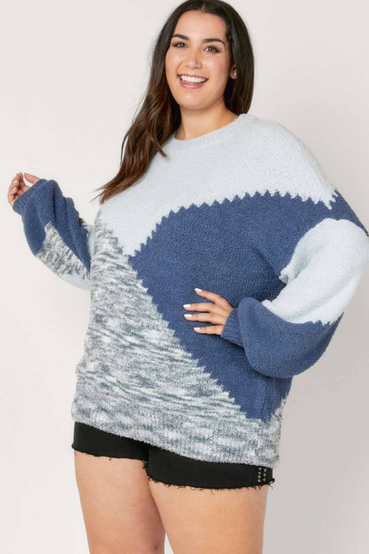 PLUS PRINTED ROUND NECK SWEATER