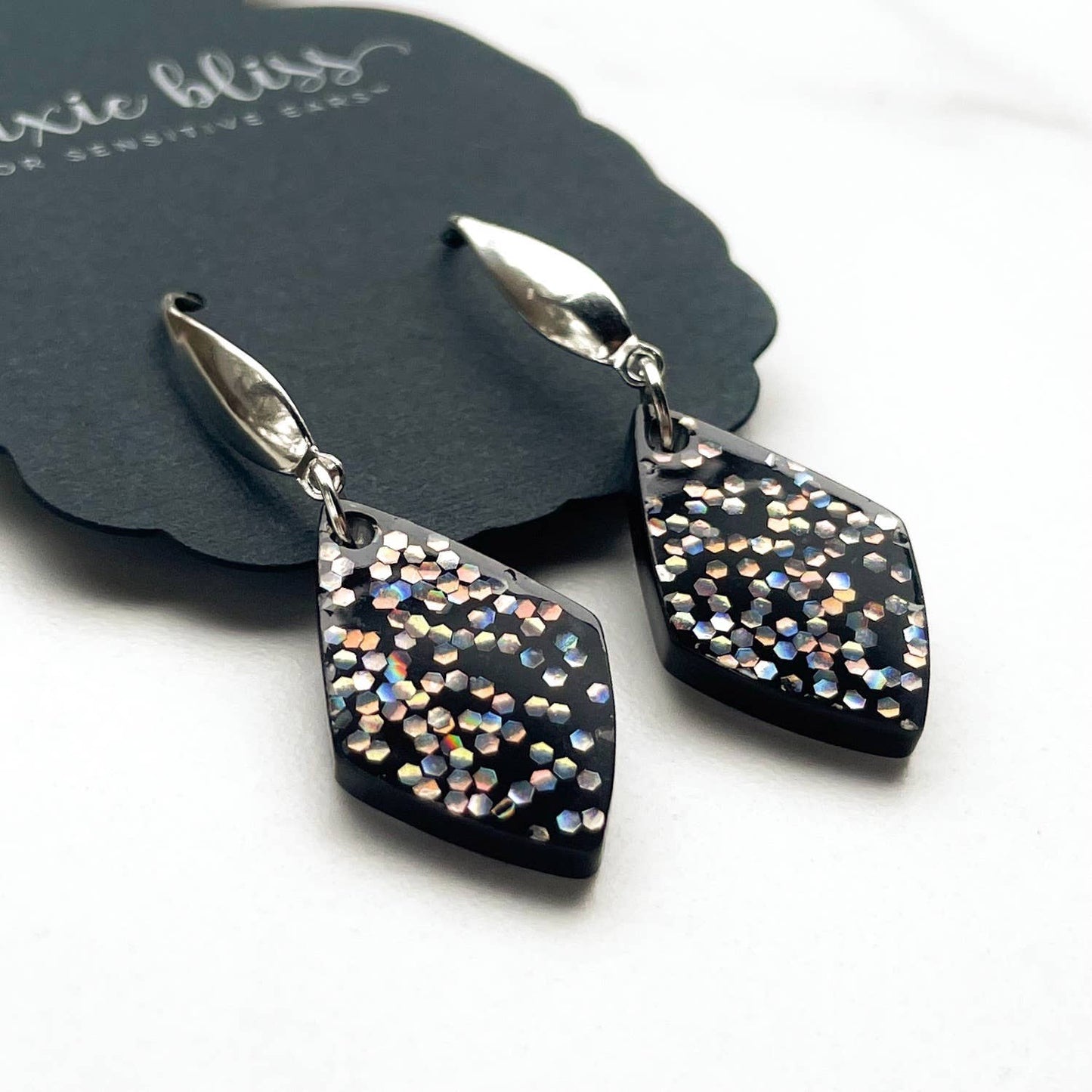 Glitz Girl Black Acrylic Dangle Earrings