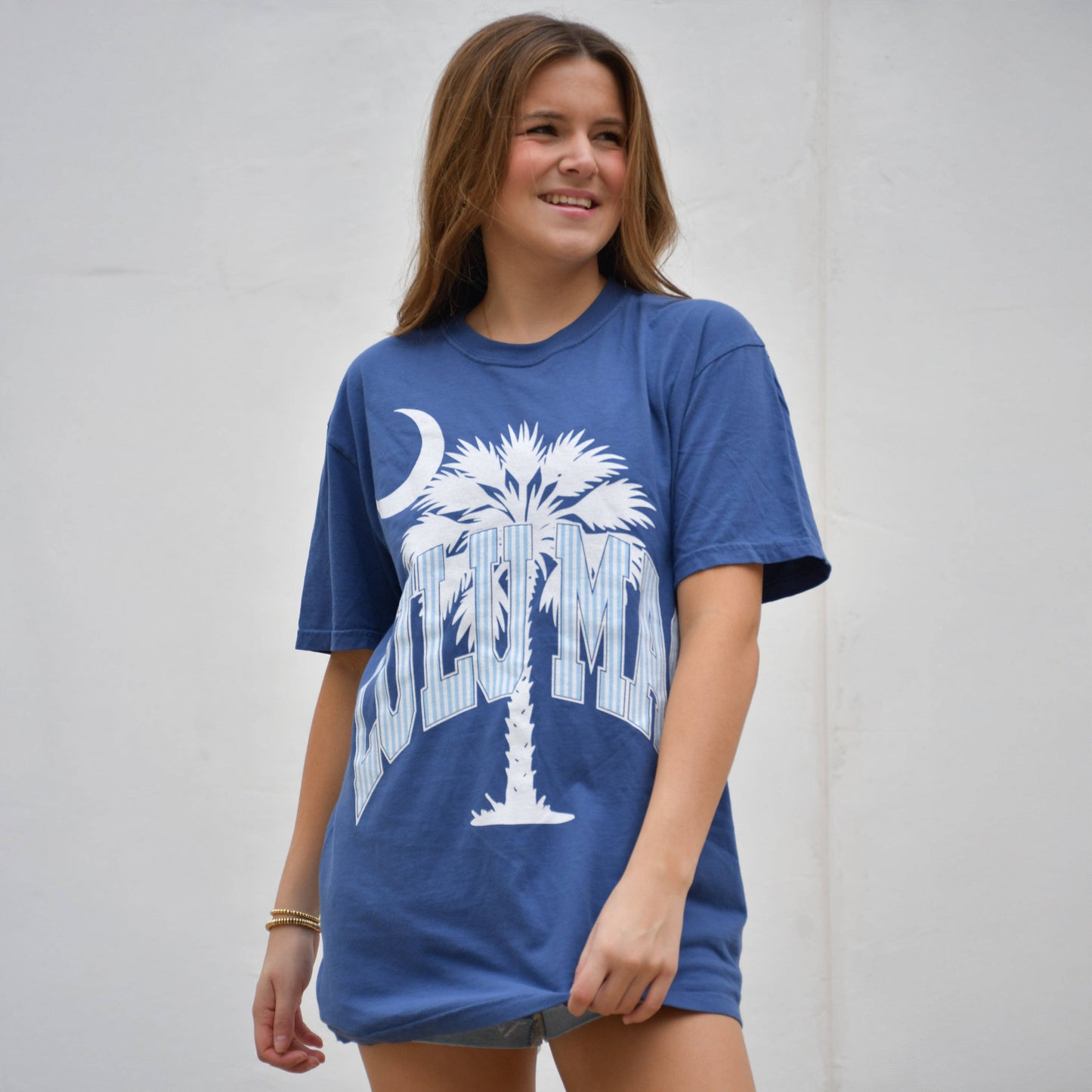 LuLu Mac Palmetto Moon China Blue Comfort Colors Tee