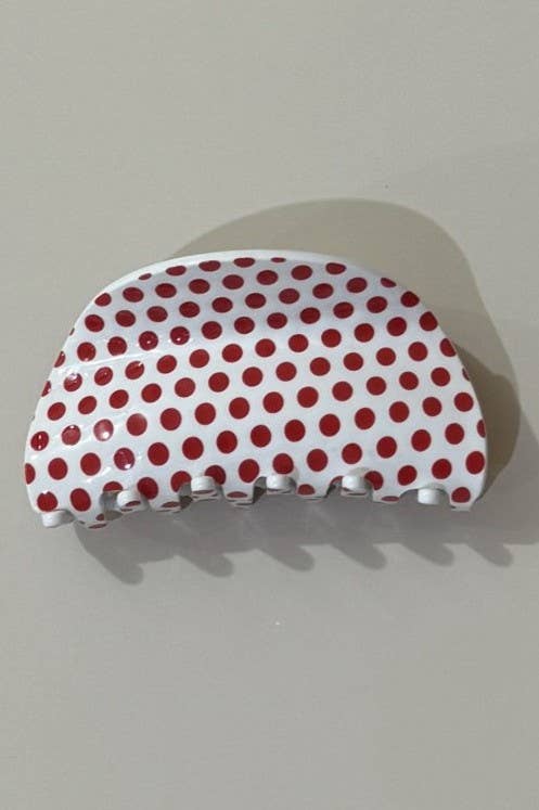 JUMBO POLKA DOT HAIR CLAW CLIPS | White