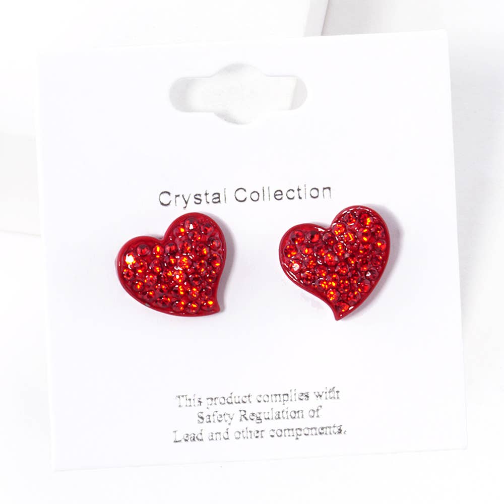 Crystal Rhinestone Pave Heart Stud