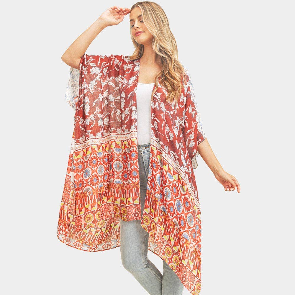 Multi Patterned Sunset Kimono