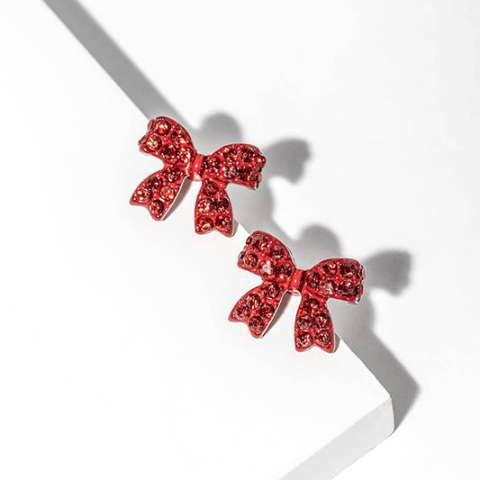 Small Crystal Rhinestone Bow Stud Earrings