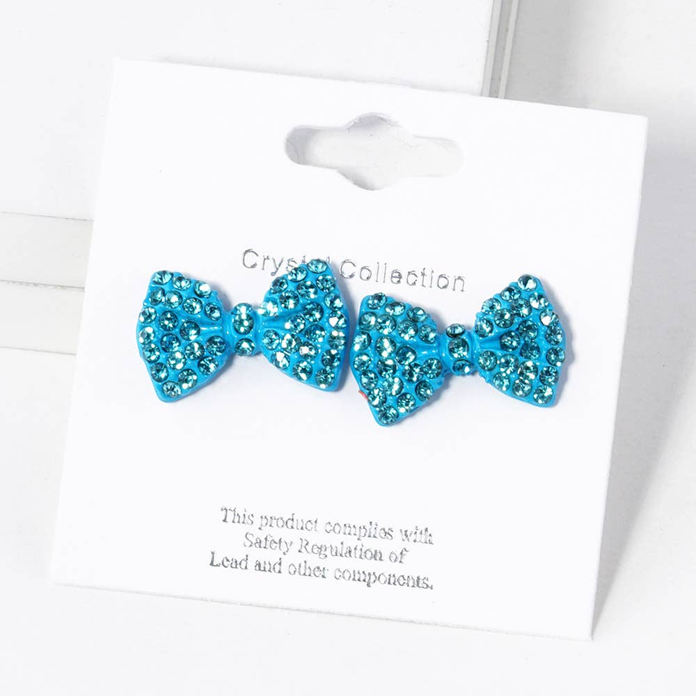 Crystal Rhinestone Bow Stud Earrings: Light,Siam