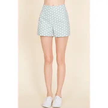 POLKA DOT PRINT LINEN LIKE SHORTS