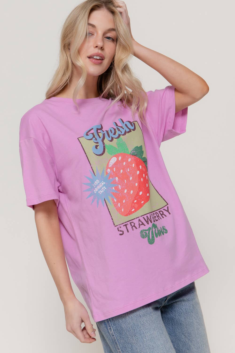 Fresh Strawberry Graphic Oversized Tee