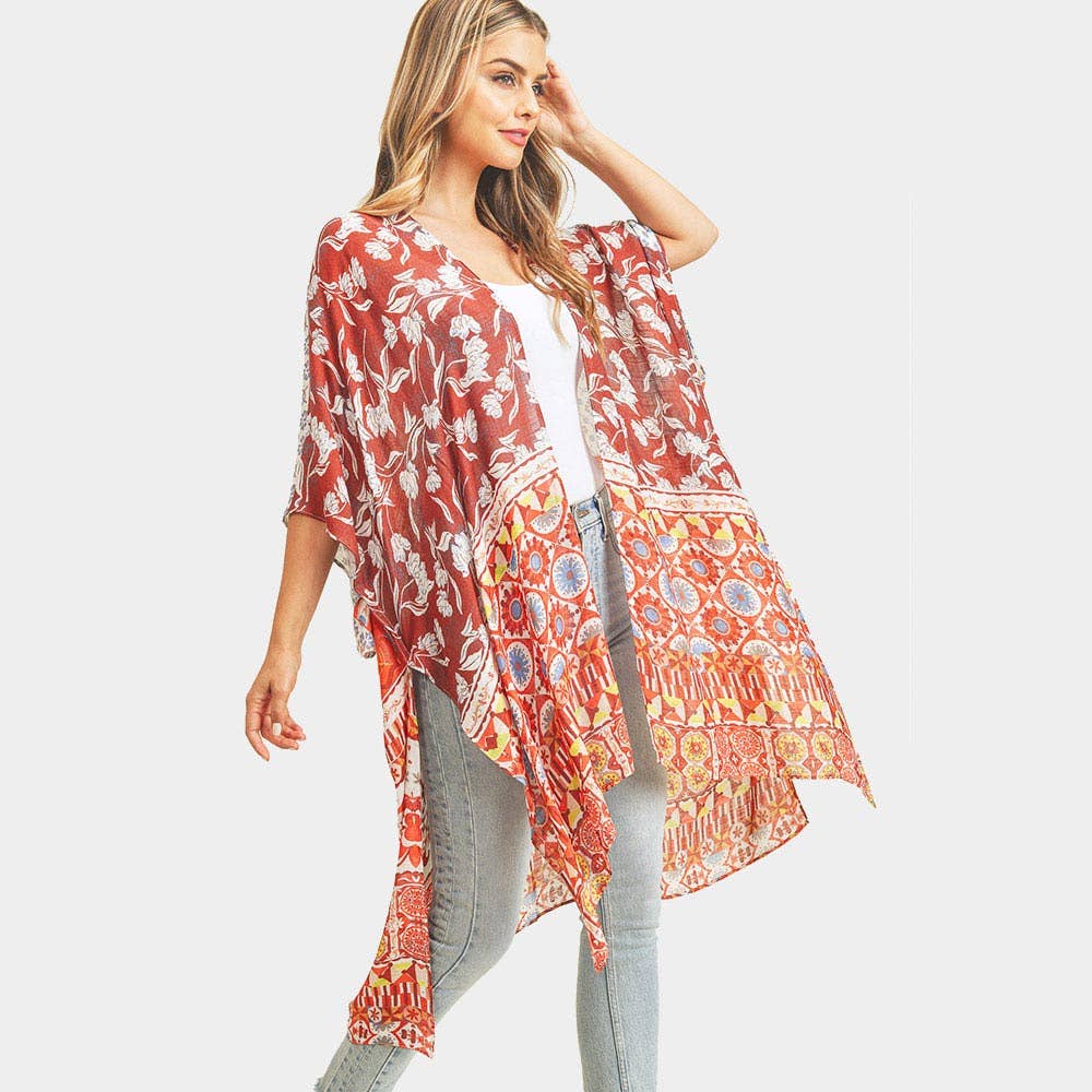 Multi Patterned Sunset Kimono