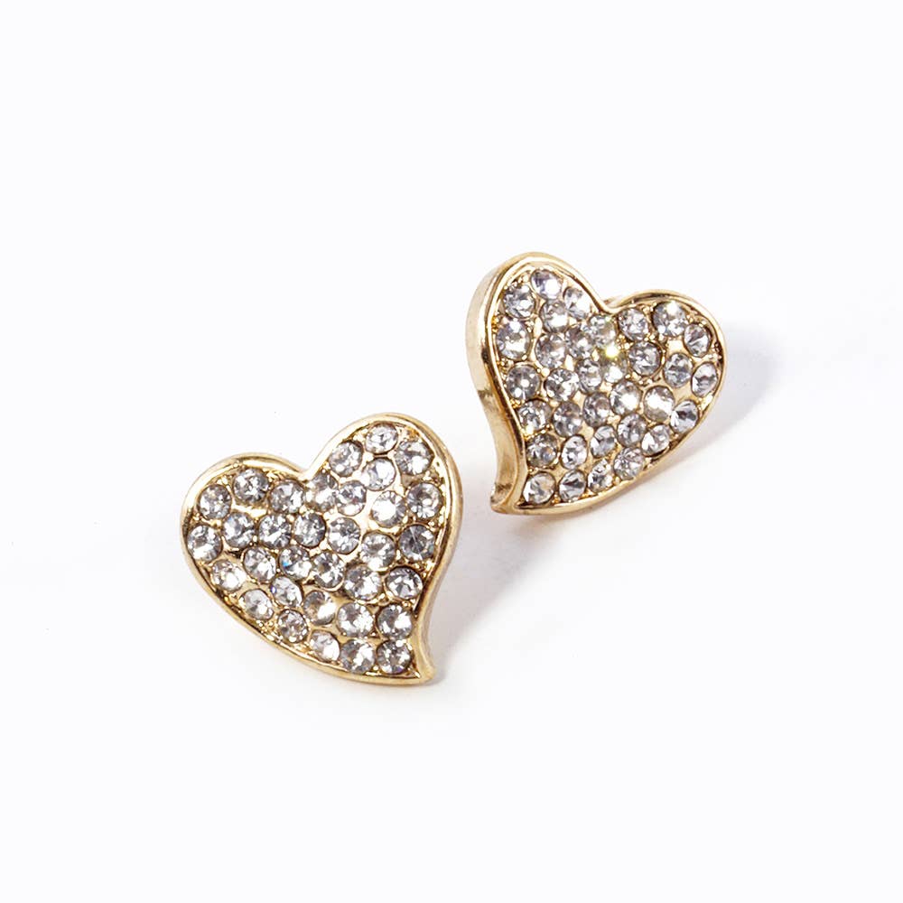 Crystal Rhinestone Pave Heart Stud