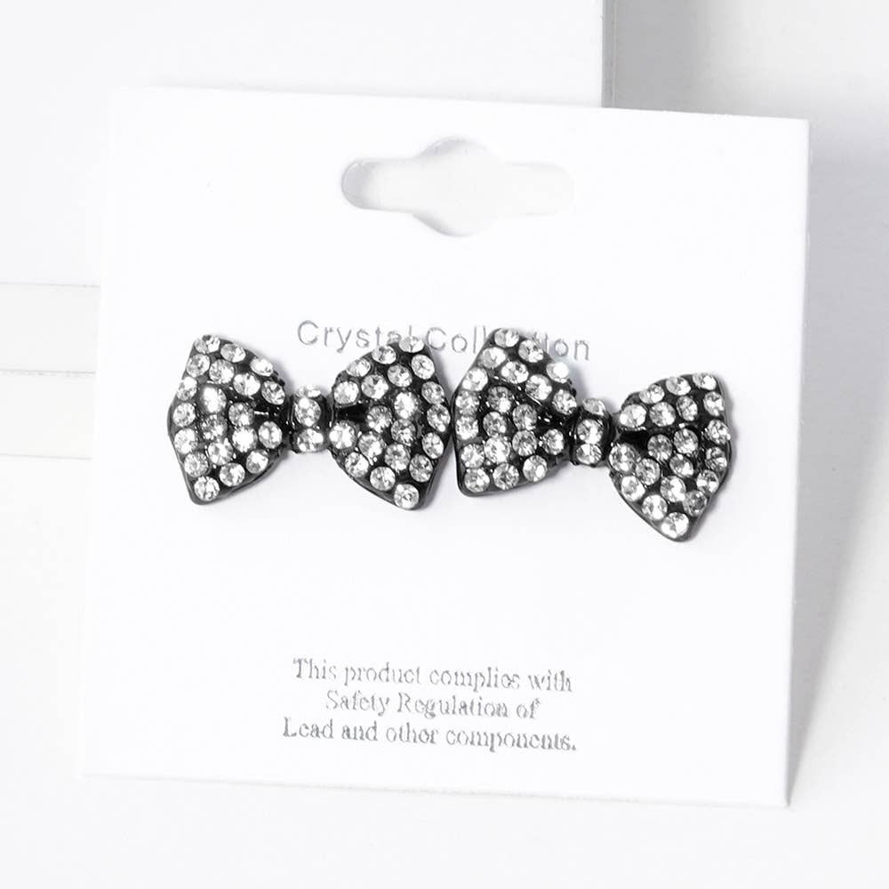 Crystal Rhinestone Bow Stud Earrings: Light,Siam