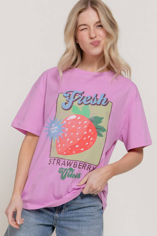 Fresh Strawberry Graphic Oversized Tee