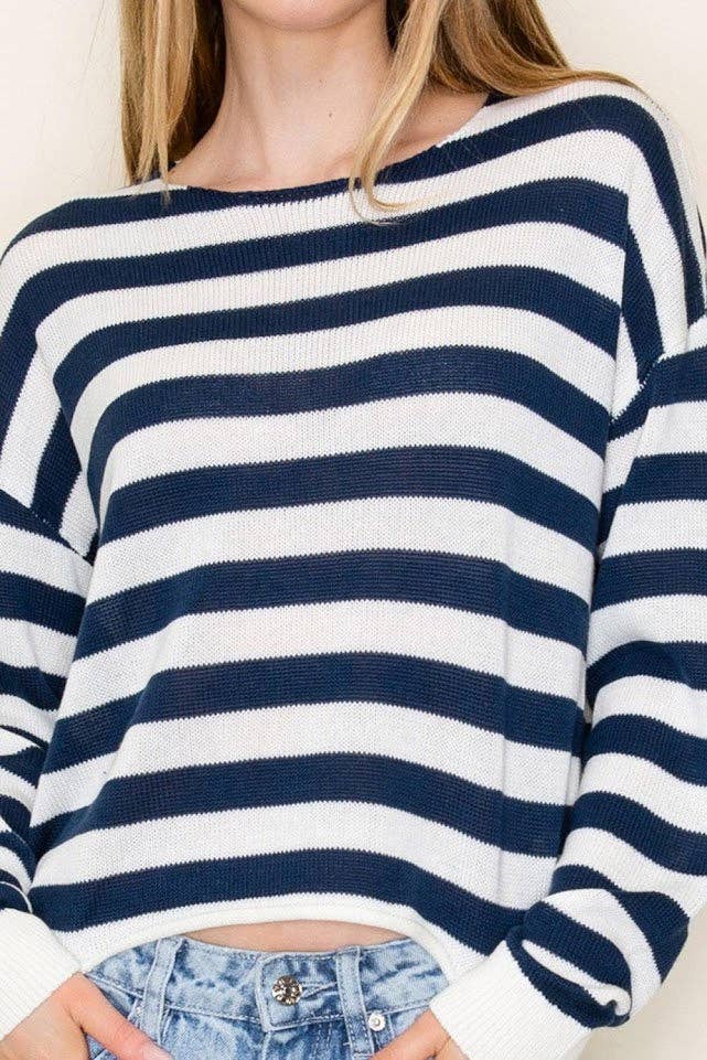 NAVY/WHITE STRIPE SWEATER