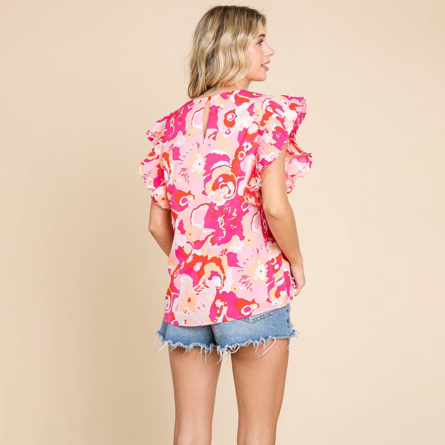 Floral Double Layered Ruffled Top