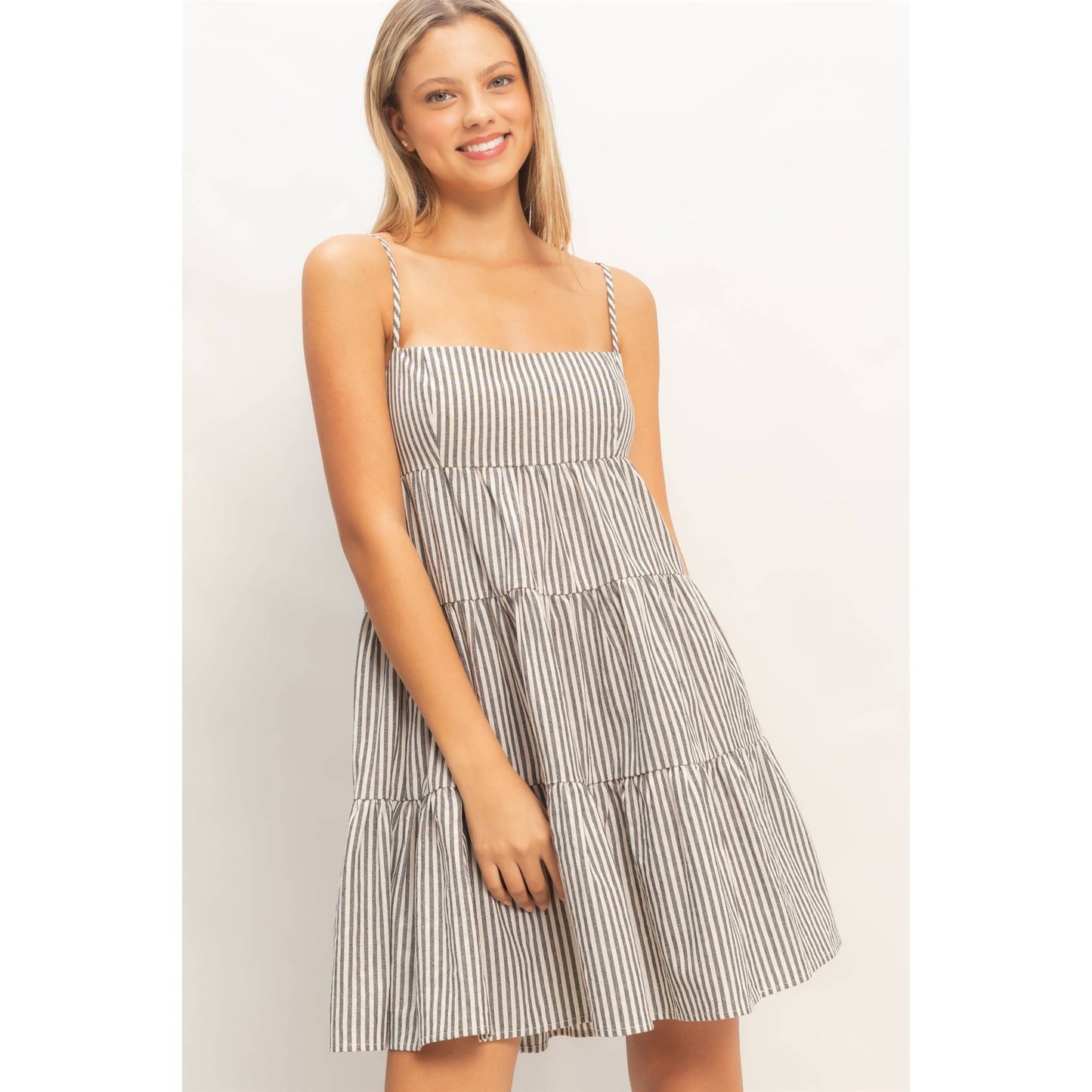 Striped Sleeveless A-Line Dress