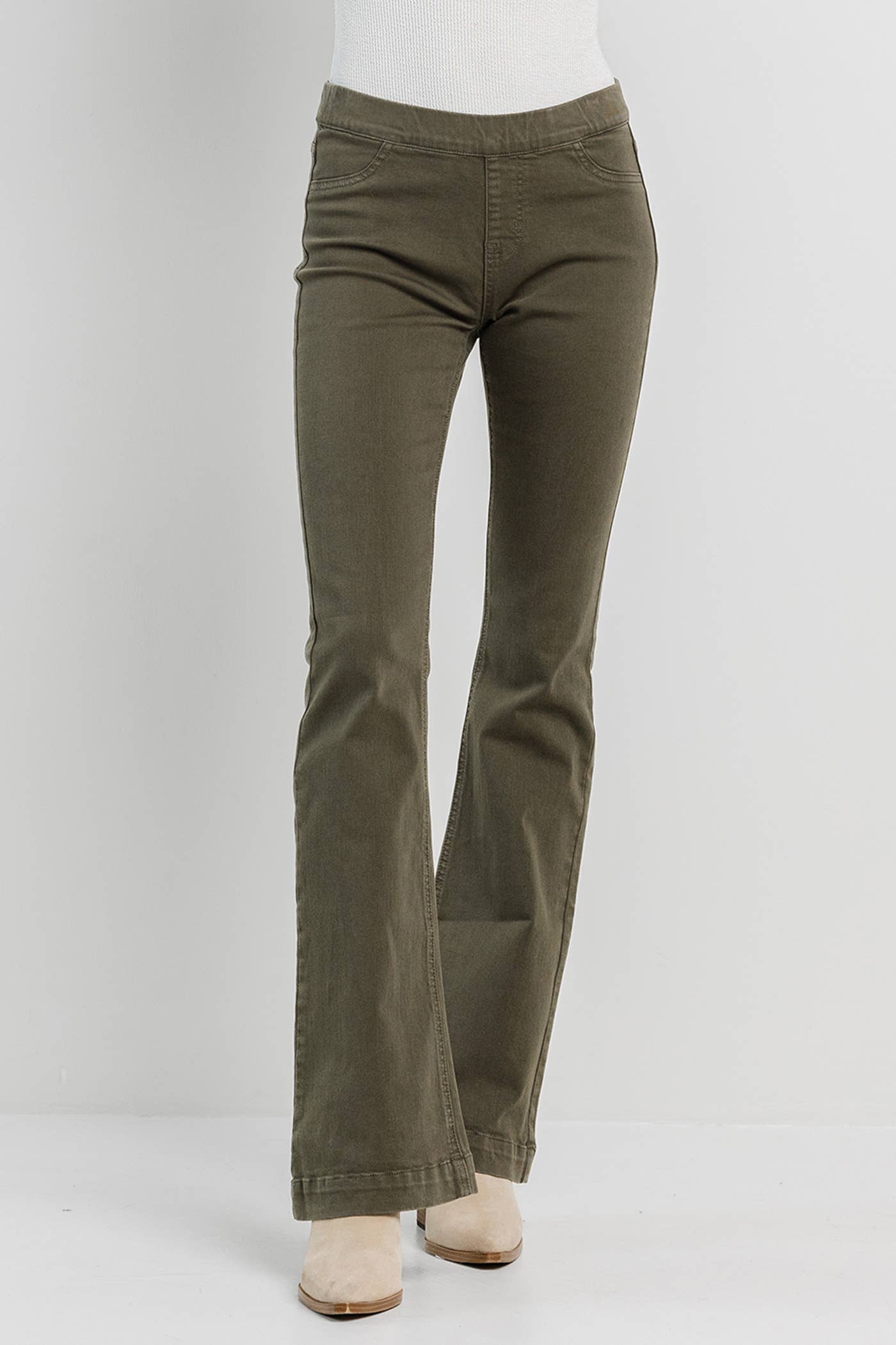 Jelly Jeans Olive Pull On Flare: Olive