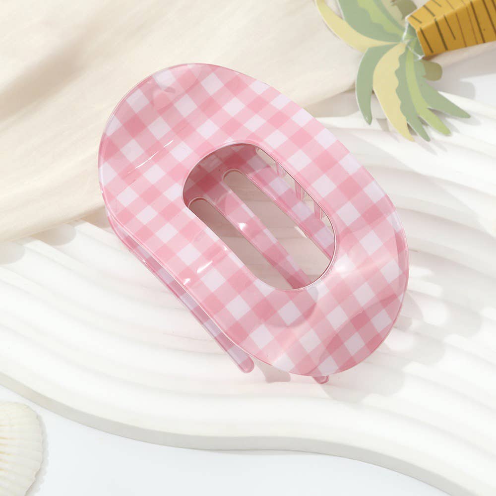 Gingham Checkered Oval Hair Clip