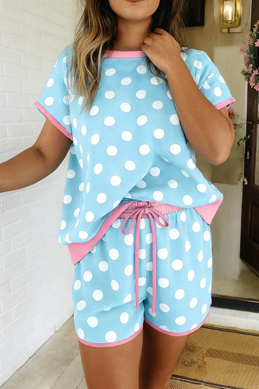 MDB Collection Polka Dot Contrast Edge Shorts Set