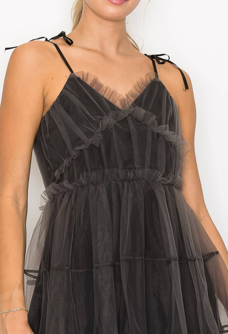 Little Black Mesh Mini Dress