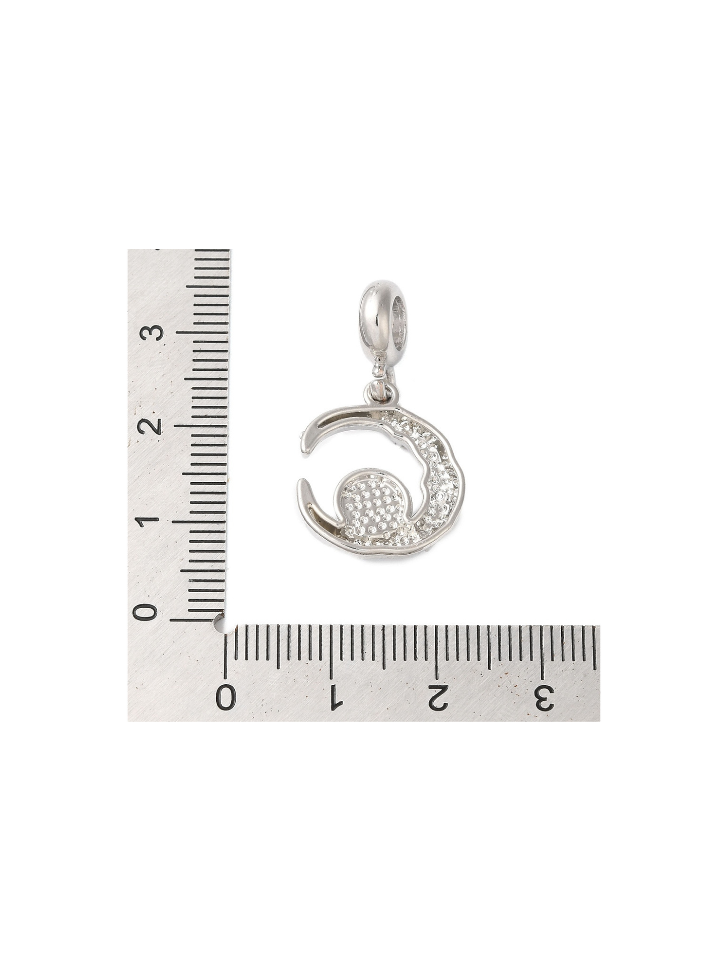 TCB Silver Iridescent Bubble Moon Charm