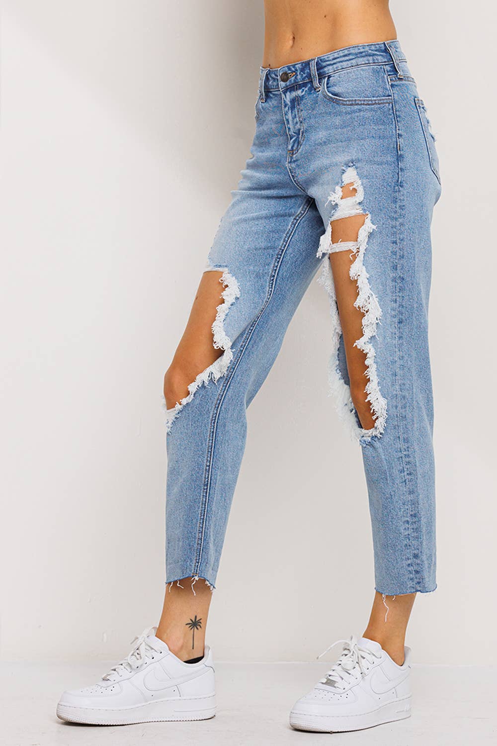 Jelly Jeans Cut Out Boyfriend Jeans