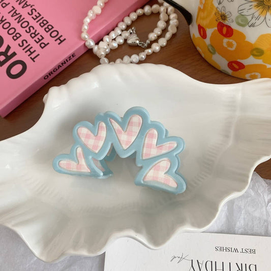 Cute Acrylic Floral Plaid Bow Hair Clip Shark Clip