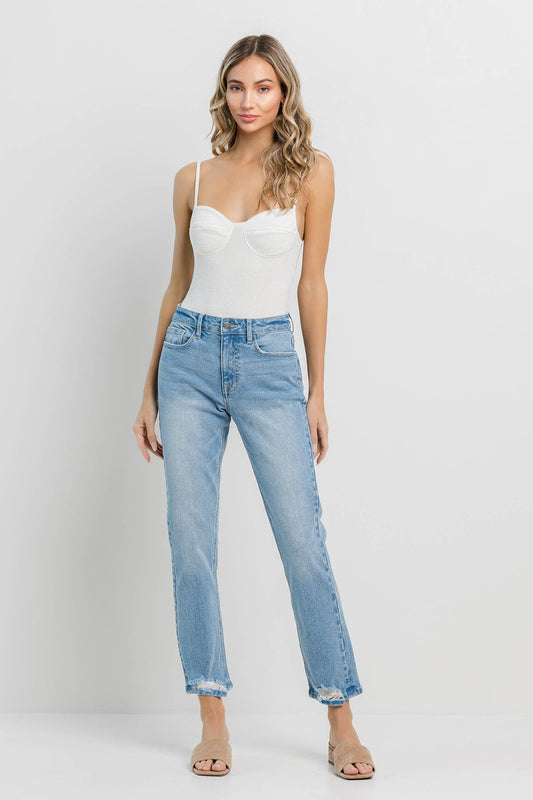 Jelly Jeans Straight with Grinded Hem: Light Denim